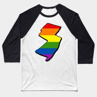 Rainbow New Jersey Outline Baseball T-Shirt